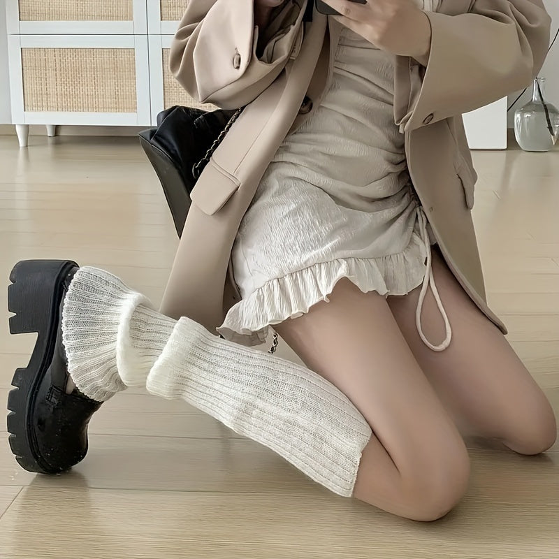 Y2k Knitted Leg Warmer Knee High Socks Women