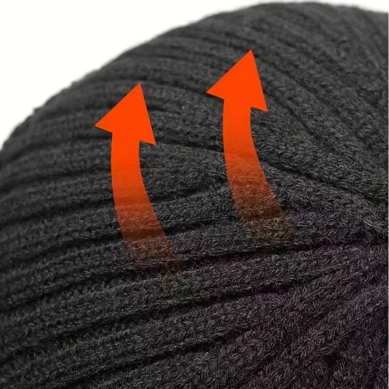 Men's Knitted Hat & Gloves Set Winter Warm Ear Protection