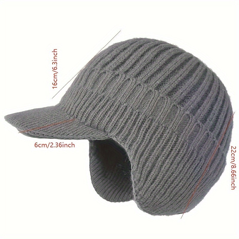 Men's Knitted Hat & Gloves Set Winter Warm Ear Protection