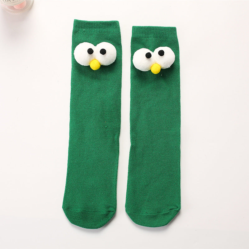 Teenager's Colorful Doll Stockings, Moisture Wicking Crew Socks