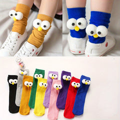 Teenager's Colorful Doll Stockings, Moisture Wicking Crew Socks