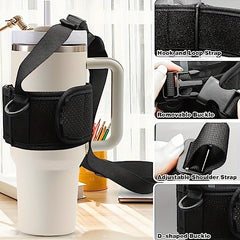 Adjustable Faux Leather Water Bottle Holder Cup Sleeve Bag 40-128oz