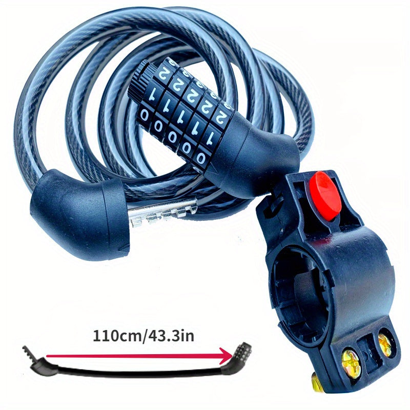 5-Digit Bike Lock Thick Steel Cable Riding Equipment
