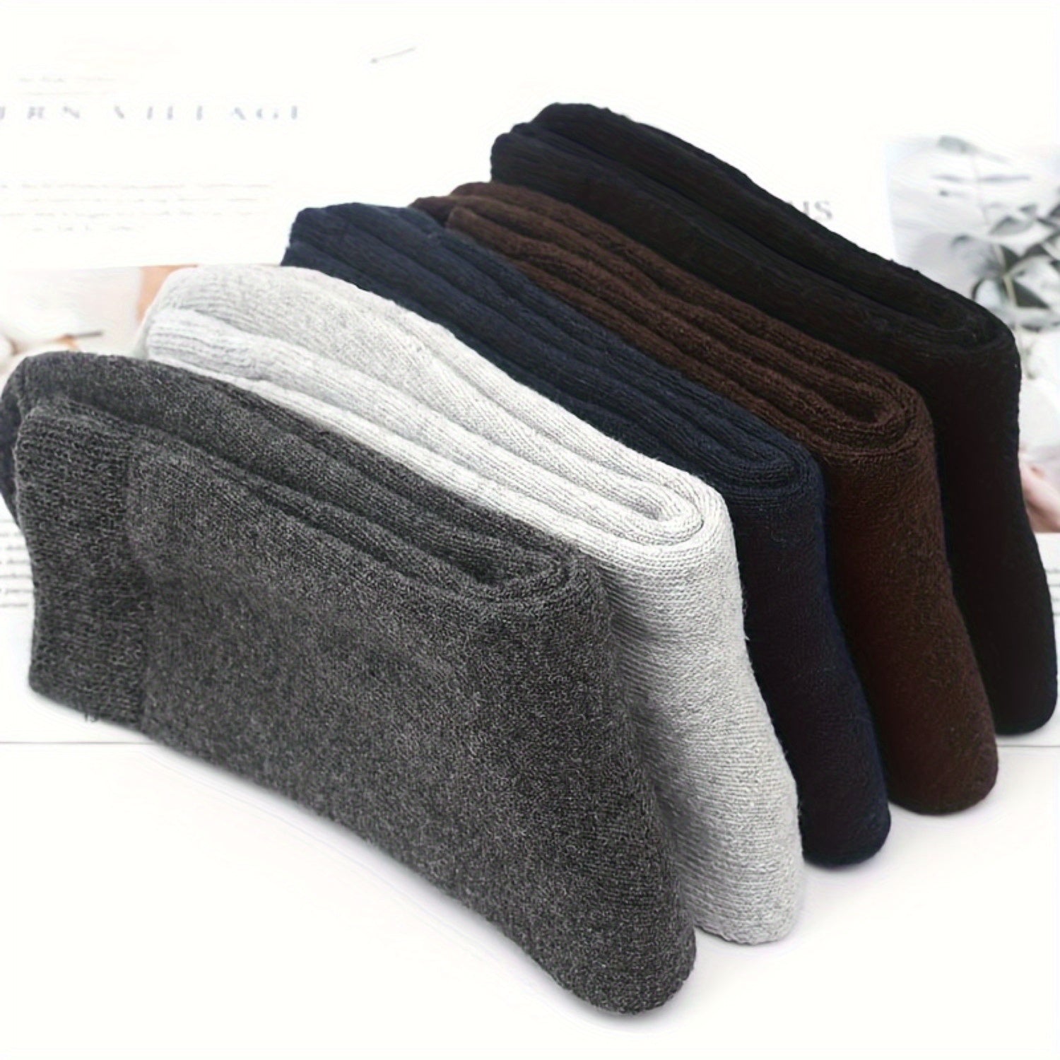 5 Pairs Thick Warm Wool Socks for Men