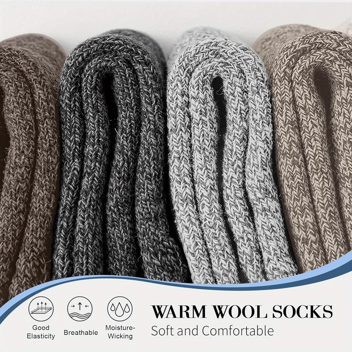 5 Pairs Thick Warm Wool Socks for Men