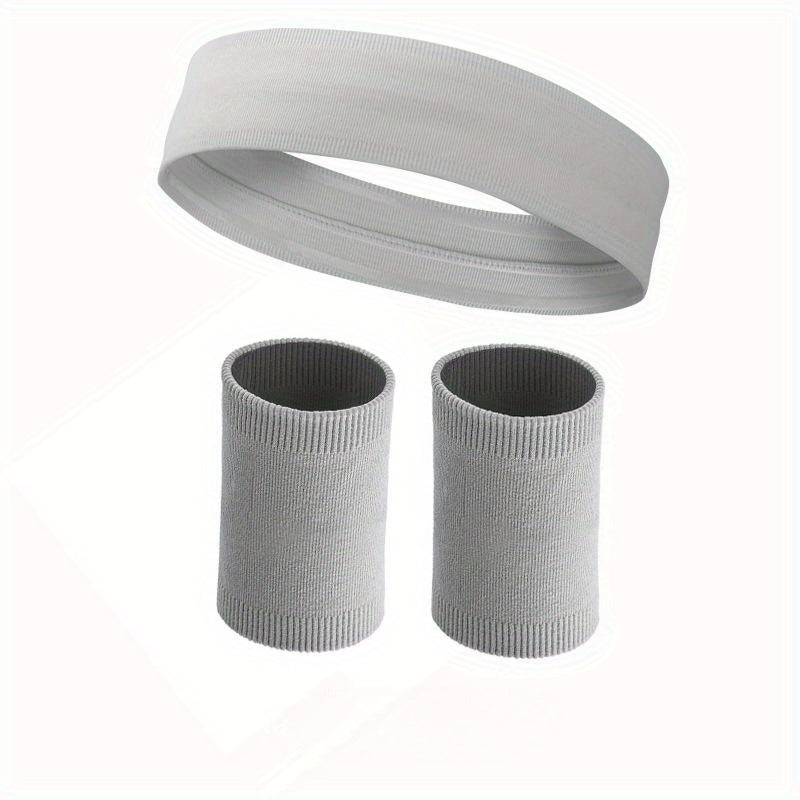 Sports Fitness Sweatband Wristband Set Non slip Headband For Men And Women