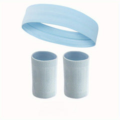 Sports Fitness Sweatband Wristband Set Non slip Headband For Men And Women