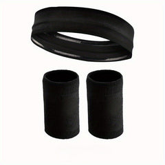 Sports Fitness Sweatband Wristband Set Non slip Headband For Men And Women