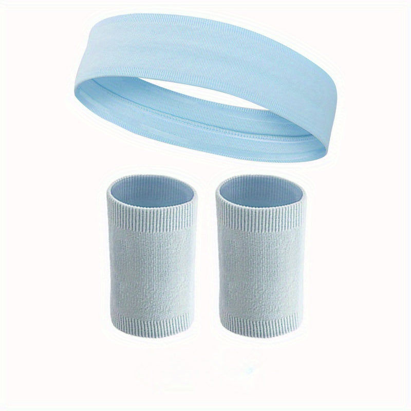 Sports Fitness Sweatband Wristband Set Non slip Headband For Men And Women