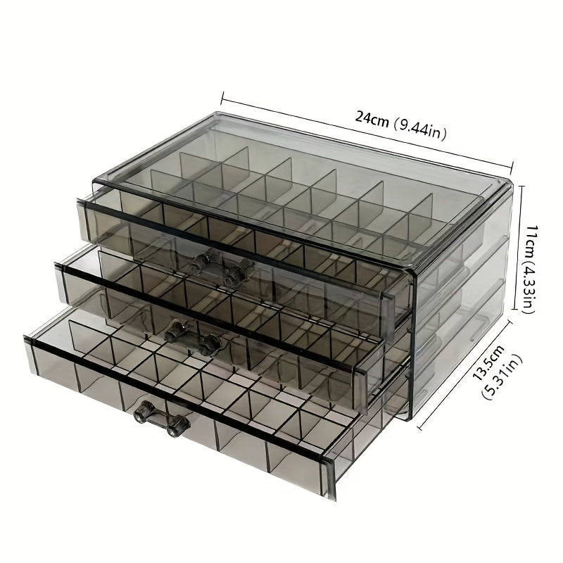 3-Drawer Clear Earring Jewelry Organizer Box