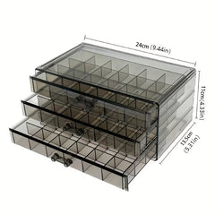 3-Drawer Clear Earring Jewelry Organizer Box