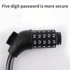 5-Digit Bike Lock Thick Steel Cable Riding Equipment