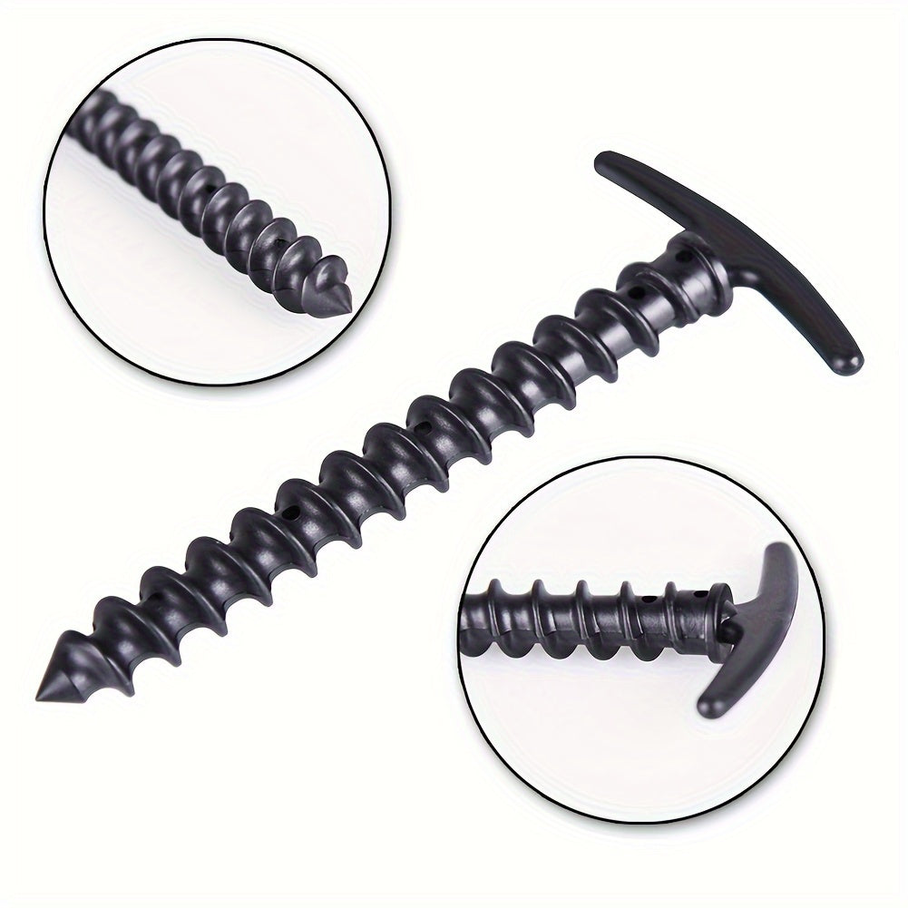 6pcs Durable Screw Anchor Tent Pegs For Camping & Hiking