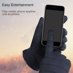 Men's Winter Cycling Gloves Full Finger Plus Velvet Thick Warm Touch Screen