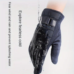 Men's Winter Cycling Gloves Full Finger Plus Velvet Thick Warm Touch Screen