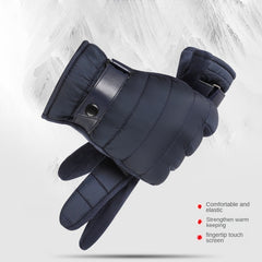 Men's Winter Cycling Gloves Full Finger Plus Velvet Thick Warm Touch Screen