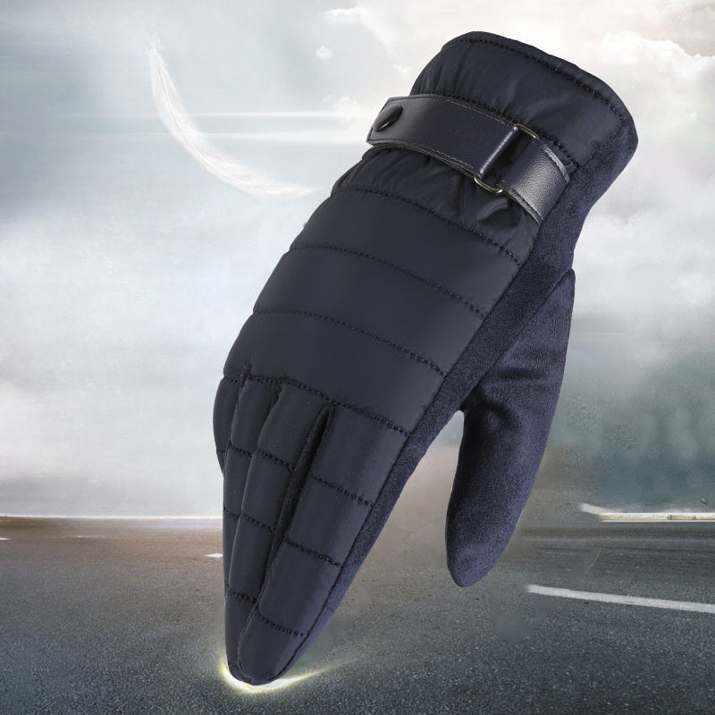 Men's Winter Cycling Gloves Full Finger Plus Velvet Thick Warm Touch Screen
