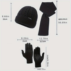 Cycling Knitted Hat Gloves Scarf Velvet Beanie Anti Slip Gloves
