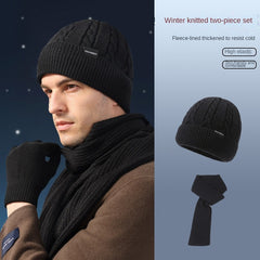 Cycling Knitted Hat Gloves Scarf Velvet Beanie Anti Slip Gloves
