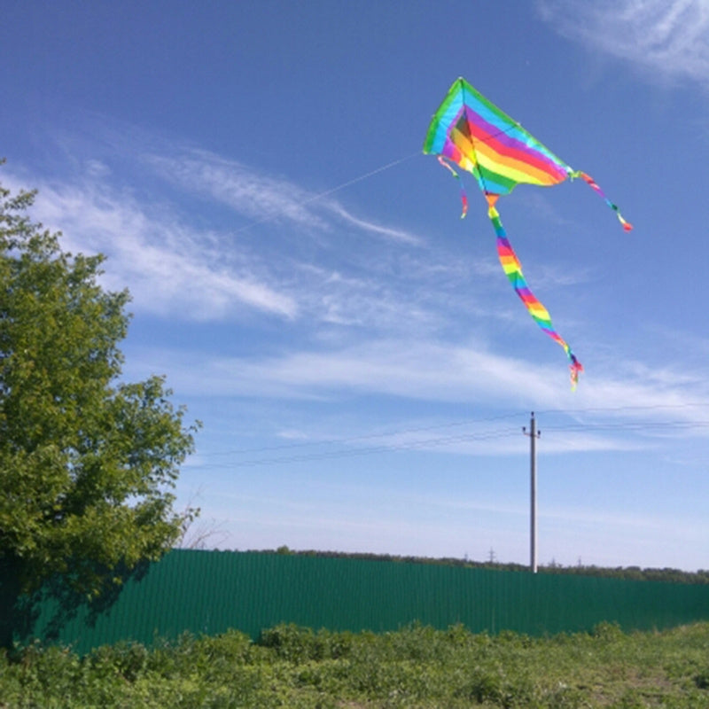 Triangle Long Tail Rainbow Kite Outdoor Flying Toy