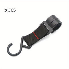 5pcs Outdoor Camping Shelving Hooks Plastic Steel Buckles Woven Straps Hooks