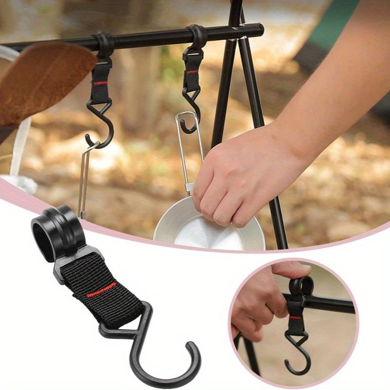 5pcs Outdoor Camping Shelving Hooks Plastic Steel Buckles Woven Straps Hooks