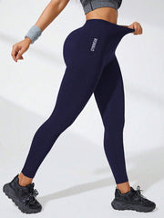 Letter Pattern High Waist Yoga Pants High Stretch