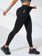 Letter Pattern High Waist Yoga Pants High Stretch