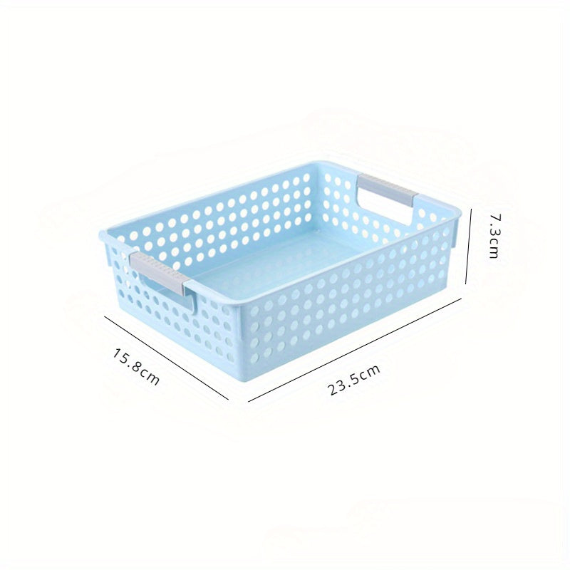 Plastic Storage Basket Rectangular with Handle Desktop Sundries Storage Bedroom