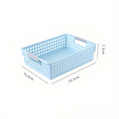 Plastic Storage Basket Rectangular with Handle Desktop Sundries Storage Bedroom