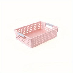 Plastic Storage Basket Rectangular with Handle Desktop Sundries Storage Bedroom