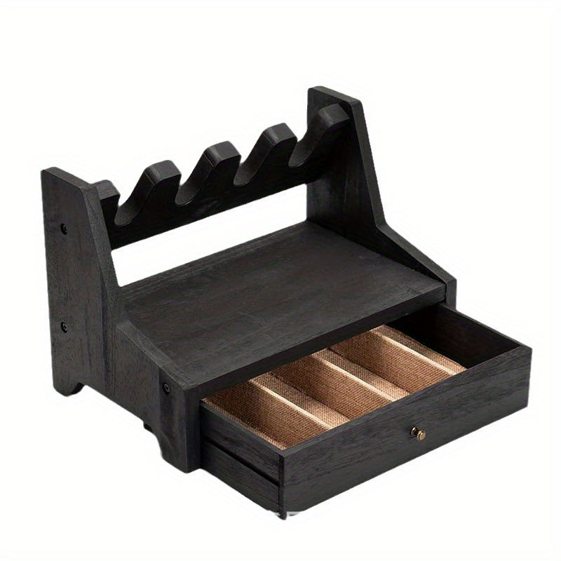 Solid Wood Rack with Drawer Heavy Duty Holder Organizer
