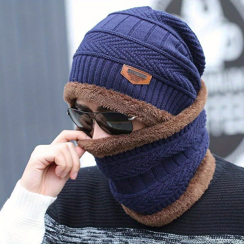 Warm Knit Beanie & Scarf Set - Velvet Ear Protection Hat