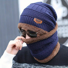 Warm Knit Beanie & Scarf Set - Velvet Ear Protection Hat