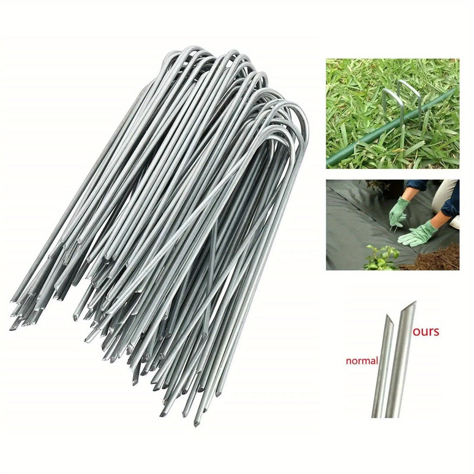 10pcs U shaped Ground Nails for Outdoor Lawn Greenhouse Shed