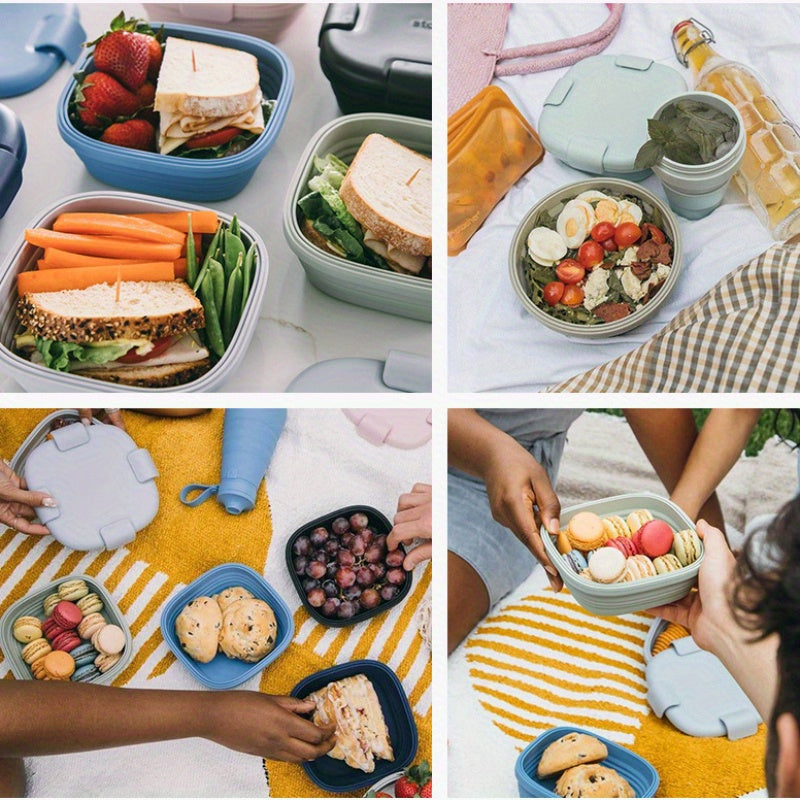 Camping Water Bowl Silicone Lightweight Folding Lunch Box
