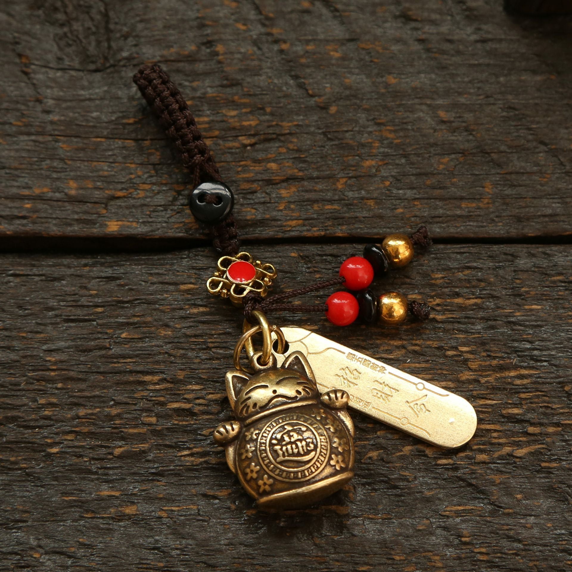 Fortune Cat Keychain Fengshui Coins Lucky Keyring Pendant