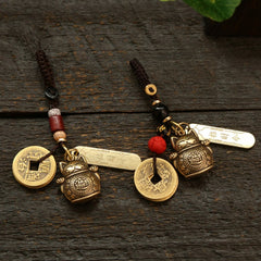 Fortune Cat Keychain Fengshui Coins Lucky Keyring Pendant