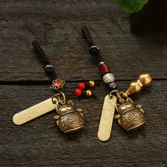 Fortune Cat Keychain Fengshui Coins Lucky Keyring Pendant