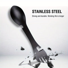 5 In 1 Stainless Steel Spoon Picnic Camping Tableware Bottle Opener