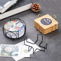 Metal Coaster Holder Iron Frame Tray Fits Round and Square Coasters