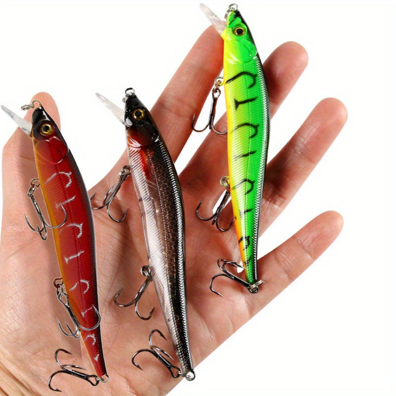 3pcs Bionic Plastic Lure Long Casting Minnow for Freshwater and Seawater