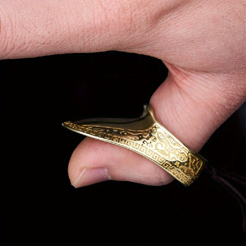 Archery Thumb Ring with Engraving Pattern, Copper Material