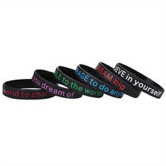 12 Pcs Slogan Rubber Wristband Bracelet 20 32x1 22 Cm