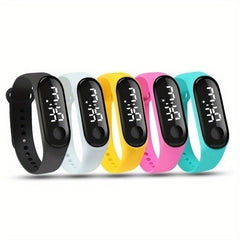 LED Digital Touch Screen Sports Watch Silicone Band Students