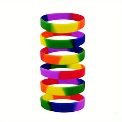 12 Pcs Rainbow Silicone Bracelet Wristband for Party Supplies