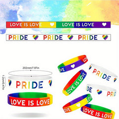 12 Pcs Rainbow Silicone Bracelet Wristband for Party Supplies