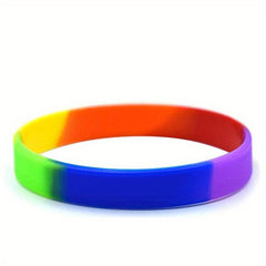 12 Pcs Rainbow Silicone Bracelet Wristband for Party Supplies