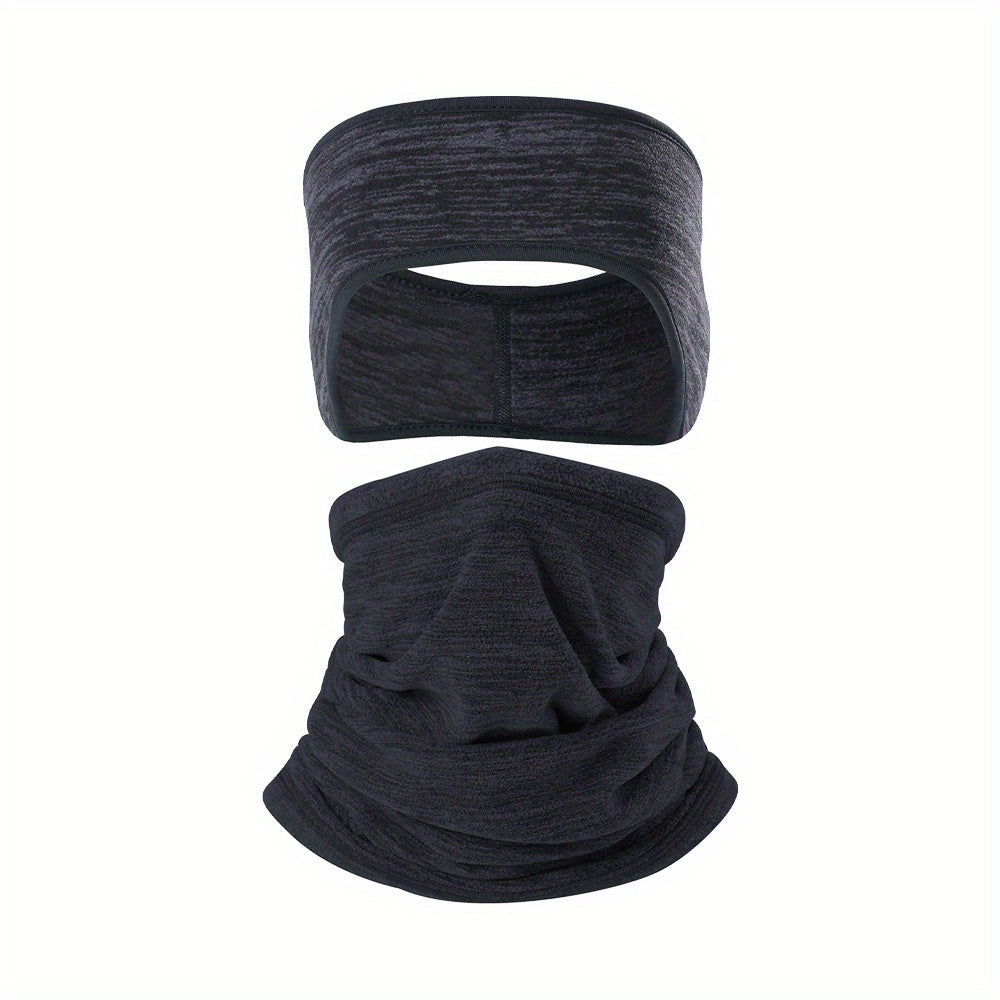 2 Pack Winter Ear Warmer Headband & Neck Warmers Set for Cycling Skiing