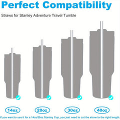 8pcs Replacement Straws with Cleaning Brush - Reusable Cup Accessories